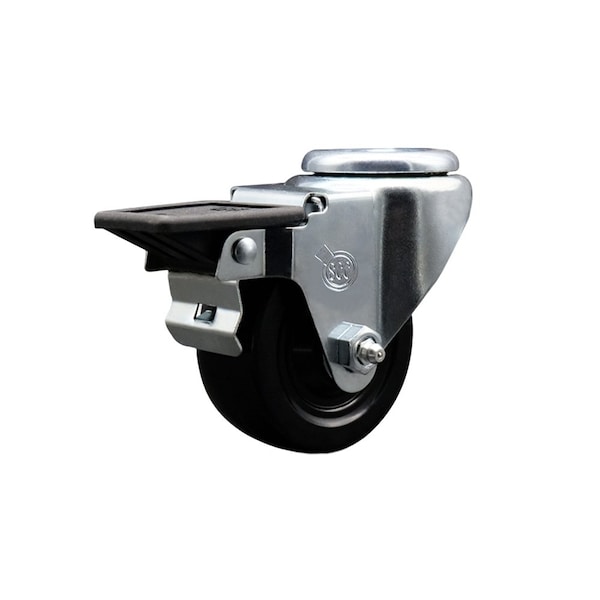 3'' Hard Rubber Wheel Swivel Bolt Hole Caster with Posi Lock Brake